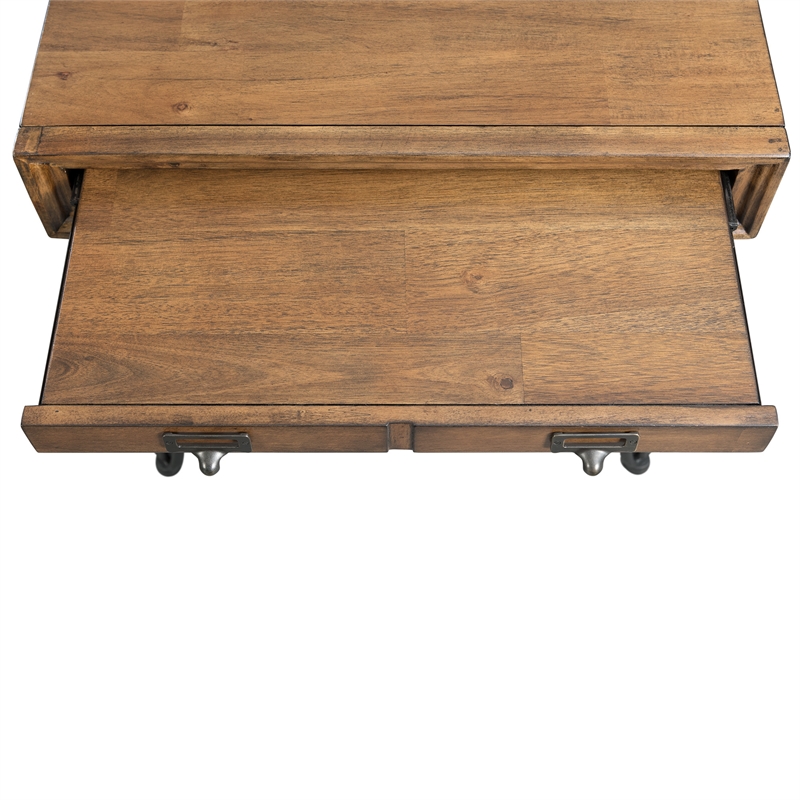 Pemberly Row Transitional Tanner End Table with Pull Out Tray in Brown