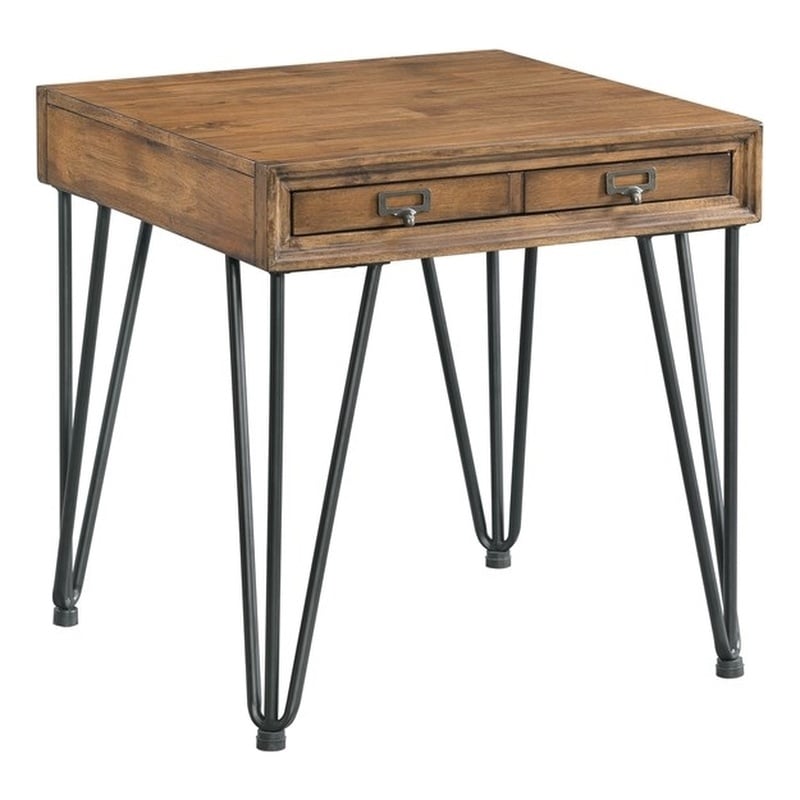 Pemberly Row Transitional Tanner End Table with Pull Out Tray in Brown