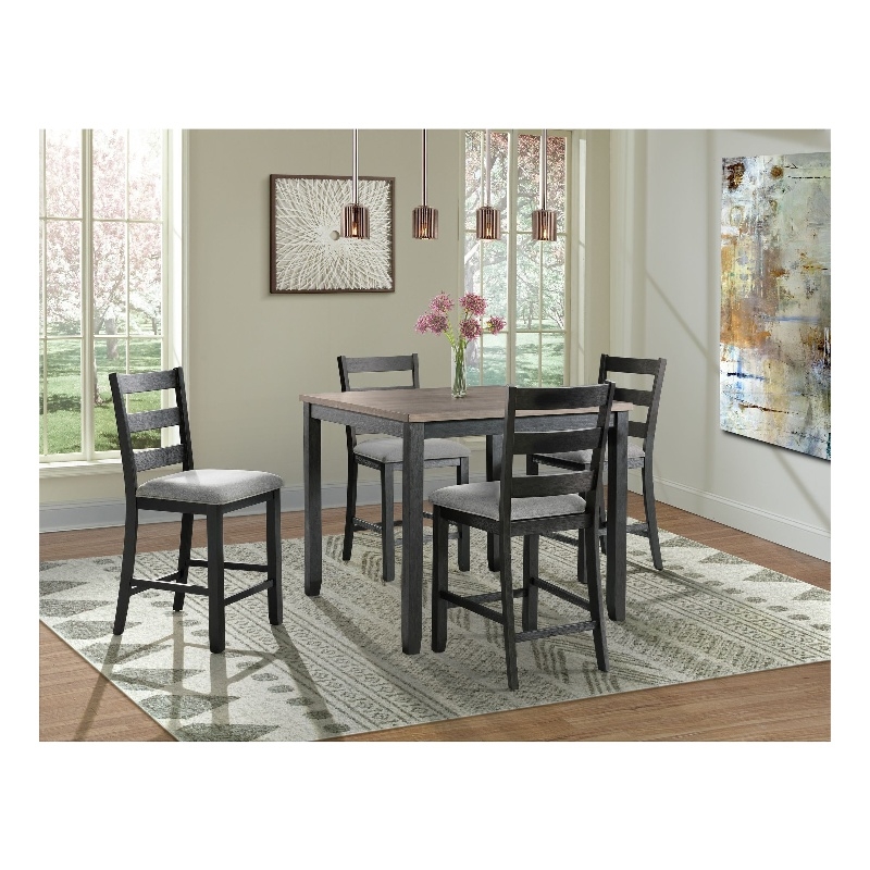 Pemberly Row Transitional Black 5PC Counter Height Dining Set