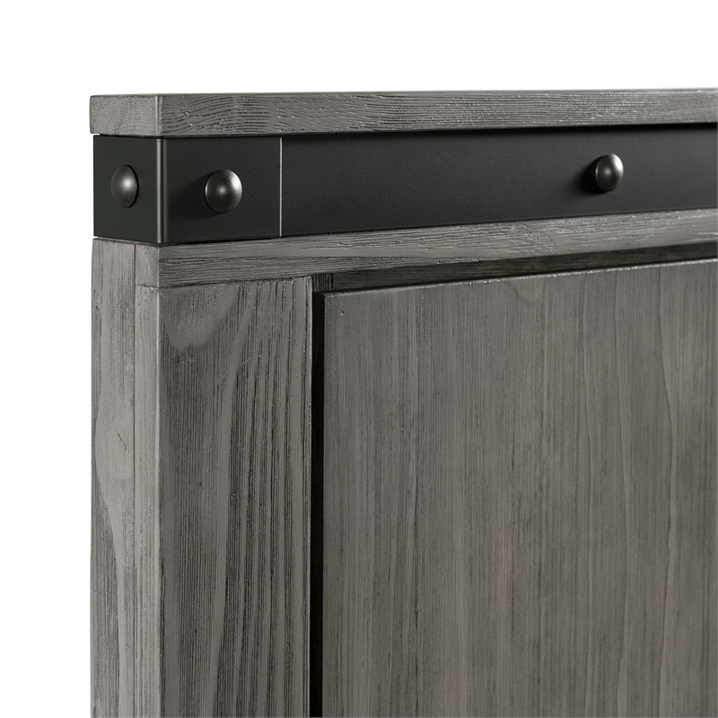 Pemberly Row Transitional Wood Queen Panel Bed in Gray Finish