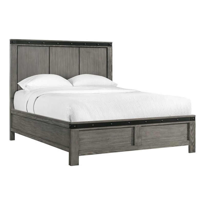 Pemberly Row Transitional Wood Queen Panel Bed in Gray Finish