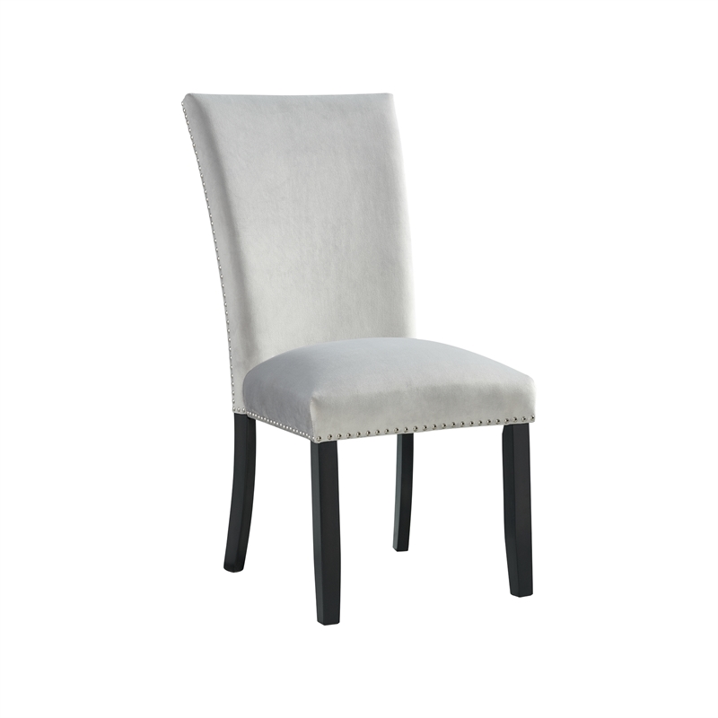 Pemberly Row Transitional White Marble 5PC Dining Set with Gray Chairs