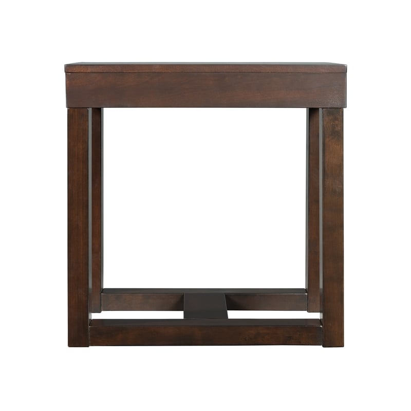 Pemberly Row Traditional Square End Table in Warm Cherry Finish