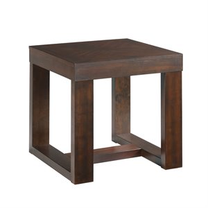 Pemberly Row Traditional Square End Table in Warm Cherry Finish