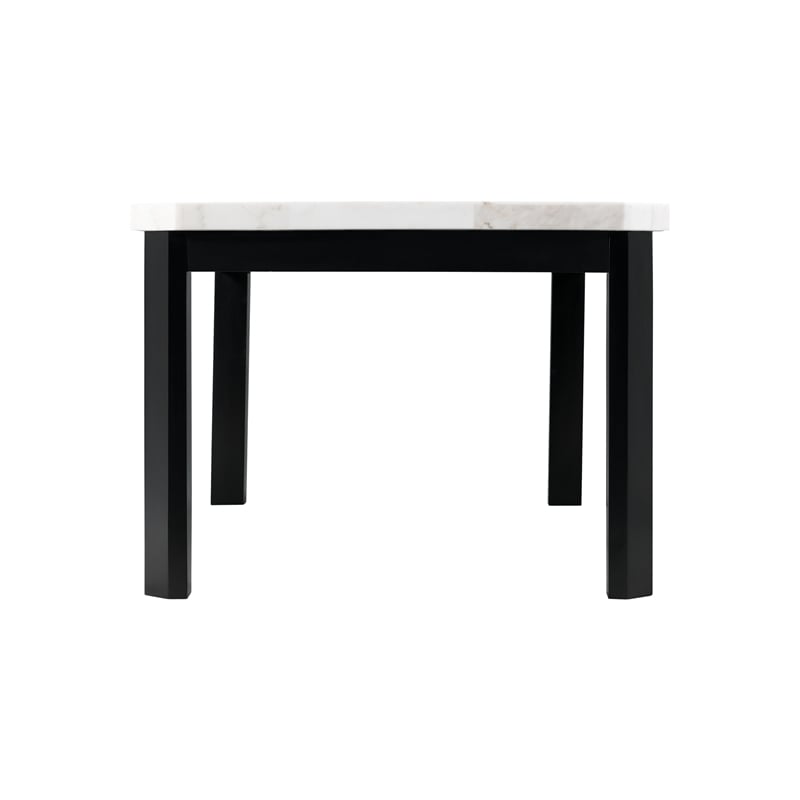 Pemberly Row Transitional White Marble Standard Height Dining Table