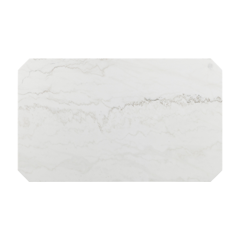 Pemberly Row Transitional White Marble Standard Height Dining Table