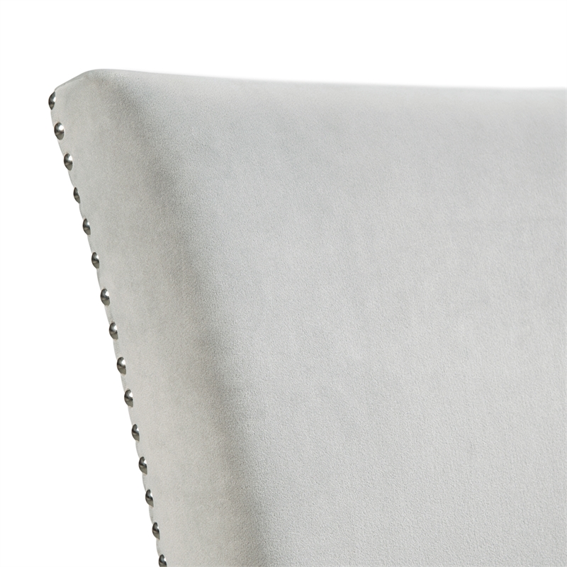 Pemberly Row Transitional Gray Velvet Counter Height Chair Set