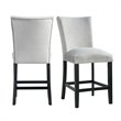 Pemberly Row Transitional Gray Velvet Counter Height Chair Set