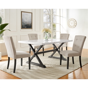 Pemberly Row Transitional 5 PC Marble Top Dining Set-Table & Four Chairs
