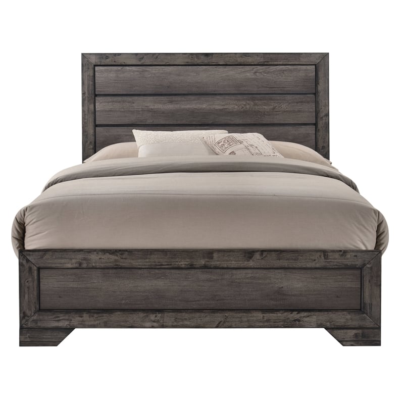 Pemberly Row Transitional Wood Youth Full Panel 4PC Bedroom Set in Gray