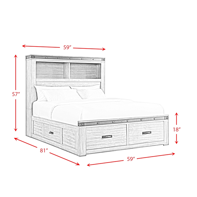 Pemberly Row Transitional Wood Youth Full Platform Storage Bed
