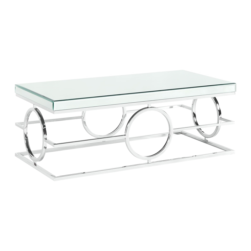Pemberly Row Transitional 3PC Occasional Table Set in Chrome