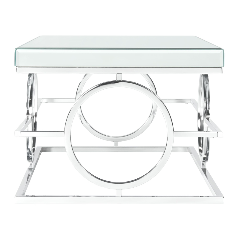 Pemberly Row Transitional 3PC Occasional Table Set in Chrome