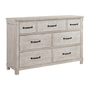 Pemberly Row Farmhouse Seven Spacious Drawers Dresser in White