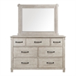 Pemberly Row Farmhouse 7-Drawer Wood Dresser with Mirror Set in White