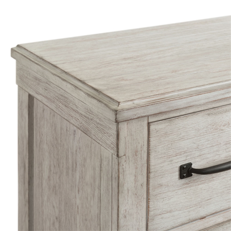 Pemberly Row Farmhouse 7-Drawer Wood Dresser with Mirror Set in White