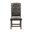 Pemberly Row Transitional Tufted Tall Back Side Chair Set in Brown