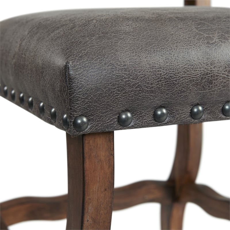 Pemberly Row Transitional Tufted Tall Back Side Chair Set in Brown