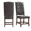 Pemberly Row Transitional Tufted Tall Back Side Chair Set in Brown