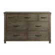 Pemberly Row Farmhouse Seven Spacious Drawers Dresser in Brown