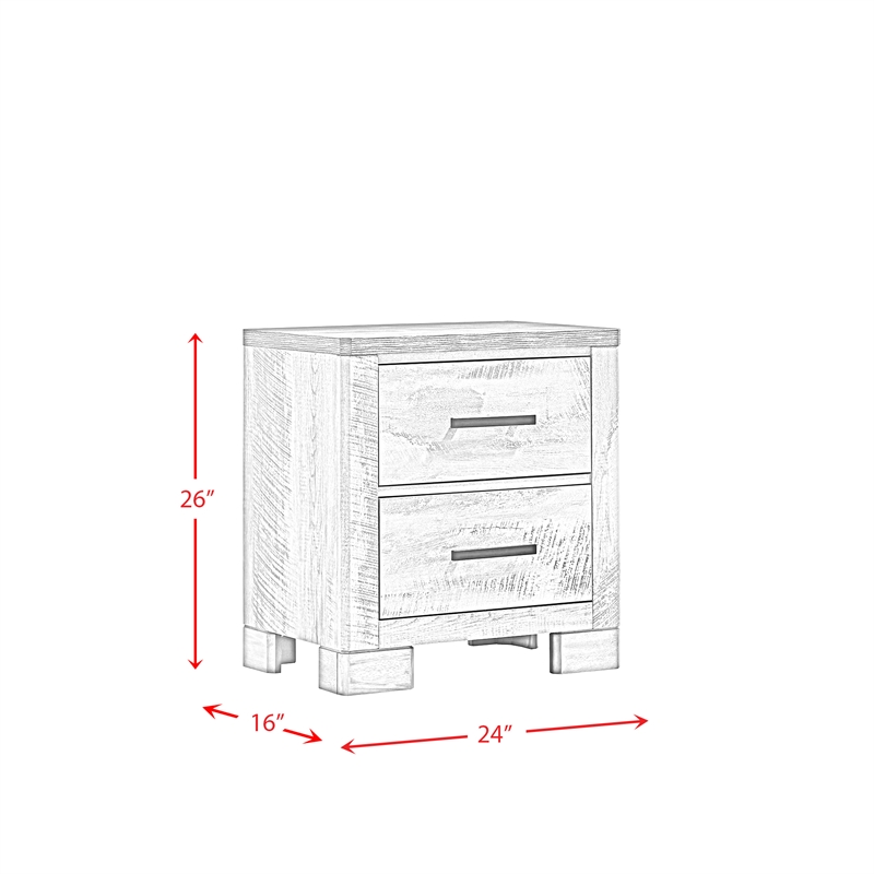 Pemberly Row Transitional Two Spacious Drawers Nightstand in Gray