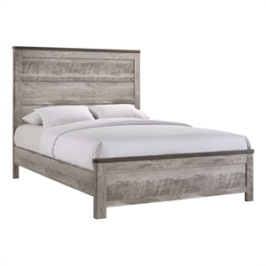 Pemberly Row Transitional Wood Queen Panel Bed in Gray Finish