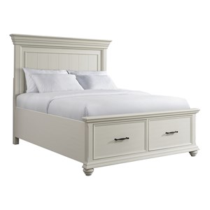 Pemberly Row Transitional Wood Queen Platform Storage Bed in White