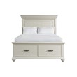 Pemberly Row Transitional Wood Queen Platform Storage Bed in White
