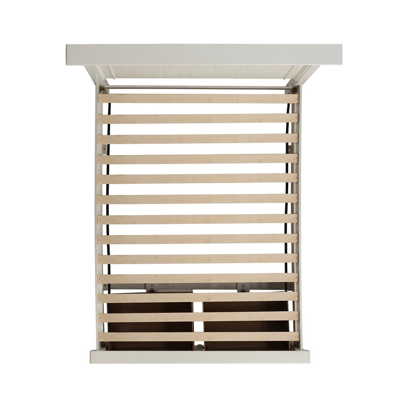 Pemberly Row Transitional Wood Queen Platform Storage Bed in White
