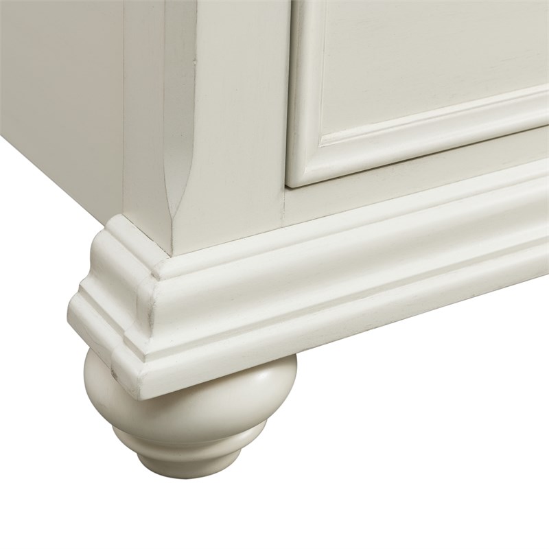 Pemberly Row Transitional Wood Queen Platform Storage Bed in White