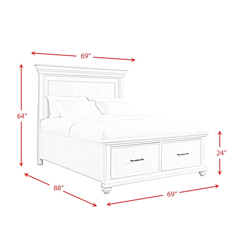 Pemberly Row Transitional Wood Queen Platform Storage Bed in White