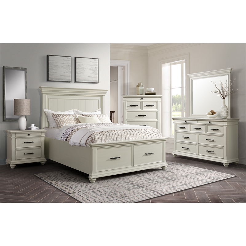 Pemberly Row Transitional King Platform Storage 4PC Bedroom Set