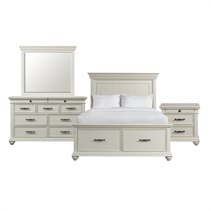 Pemberly Row Transitional King Platform Storage 4PC Bedroom Set