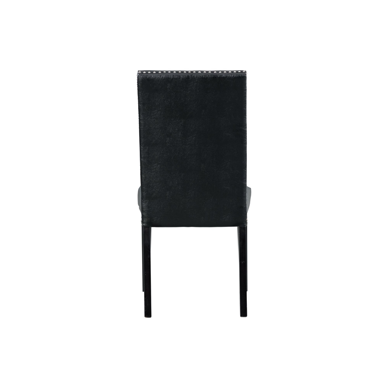Pemberly Row Transitional Faux Leather Side Chair Set in Black