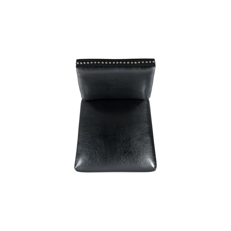 Pemberly Row Transitional Faux Leather Side Chair Set in Black
