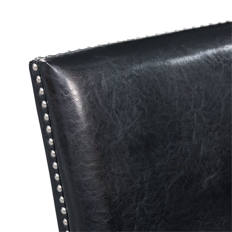 Pemberly Row Transitional Faux Leather Side Chair Set in Black