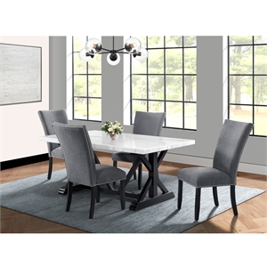 Pemberly Row Transitional 5PC Standard Height Dining Set in Charcoal