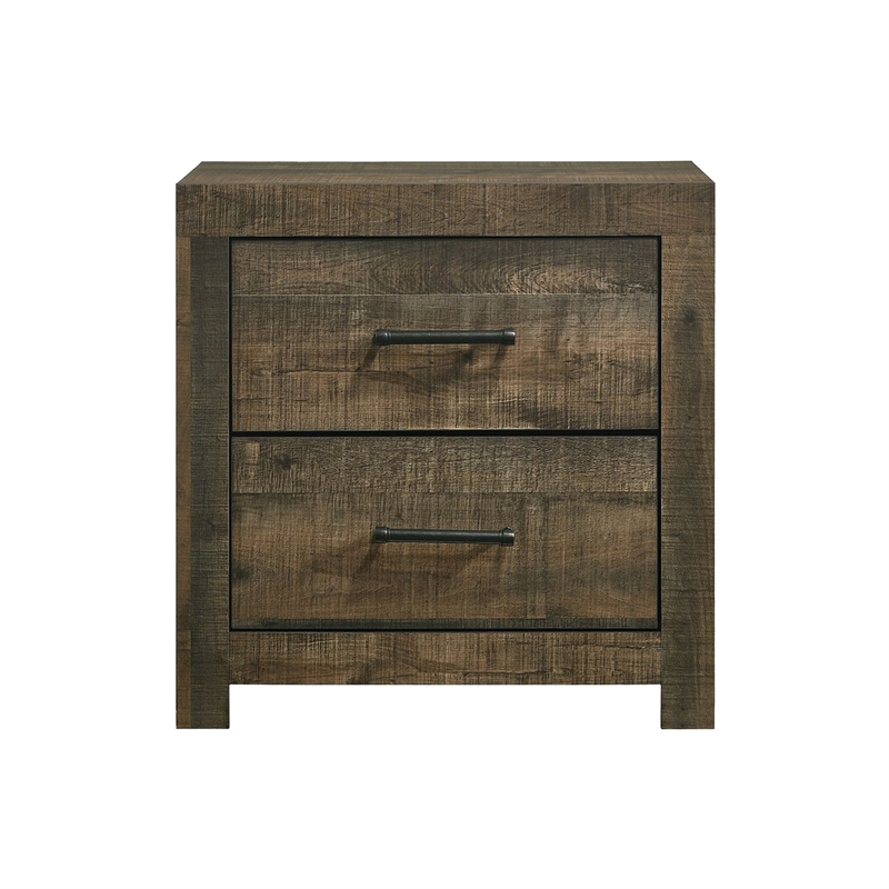 Pemberly Row Transitional Two Spacious Drawers Nightstand in Brown