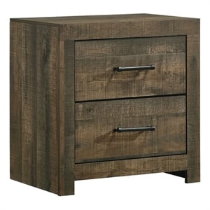 Pemberly Row Transitional Two Spacious Drawers Nightstand in Brown
