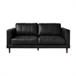 Pemberly Row Modern Upholstered Genuine Leather Loveseat in Fiero Black