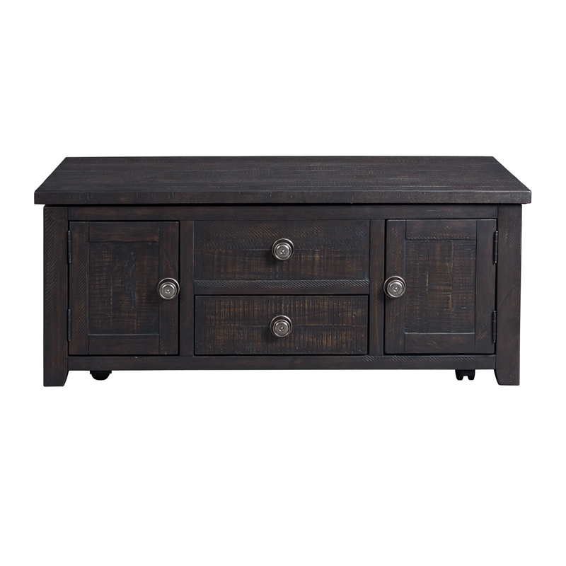 Pemberly Row Transitional 2-Drawer Coffee Table with Lift Top