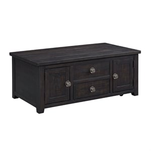 Pemberly Row Transitional 2-Drawer Coffee Table with Lift Top