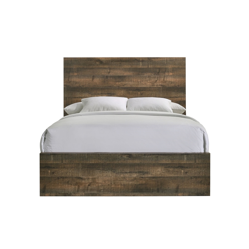 Pemberly Row Transitional Wood King Panel Bed in Brown Finish