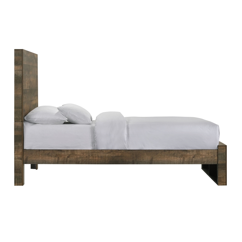 Pemberly Row Transitional Wood King Panel Bed in Brown Finish