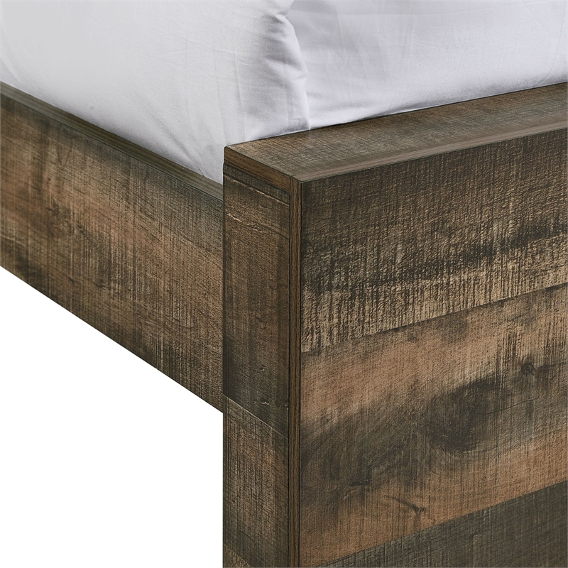 Pemberly Row Transitional Wood King Panel Bed in Brown Finish