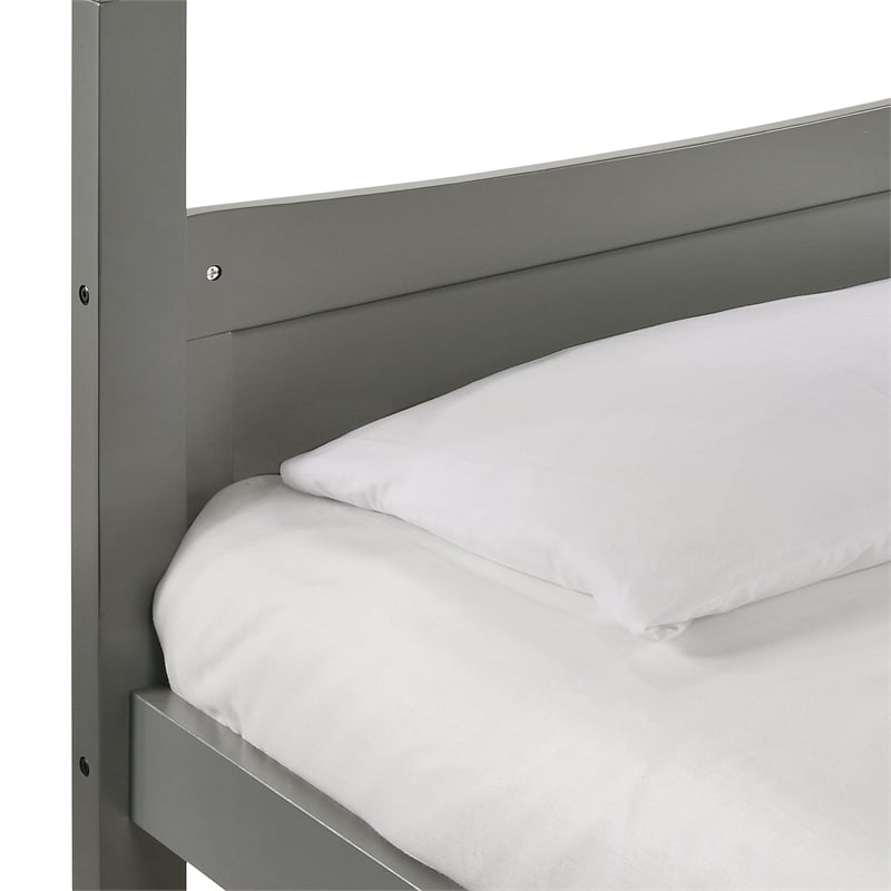 Pemberly Row Transitional Wood Twin Over Twin Bunk Bed in Gray