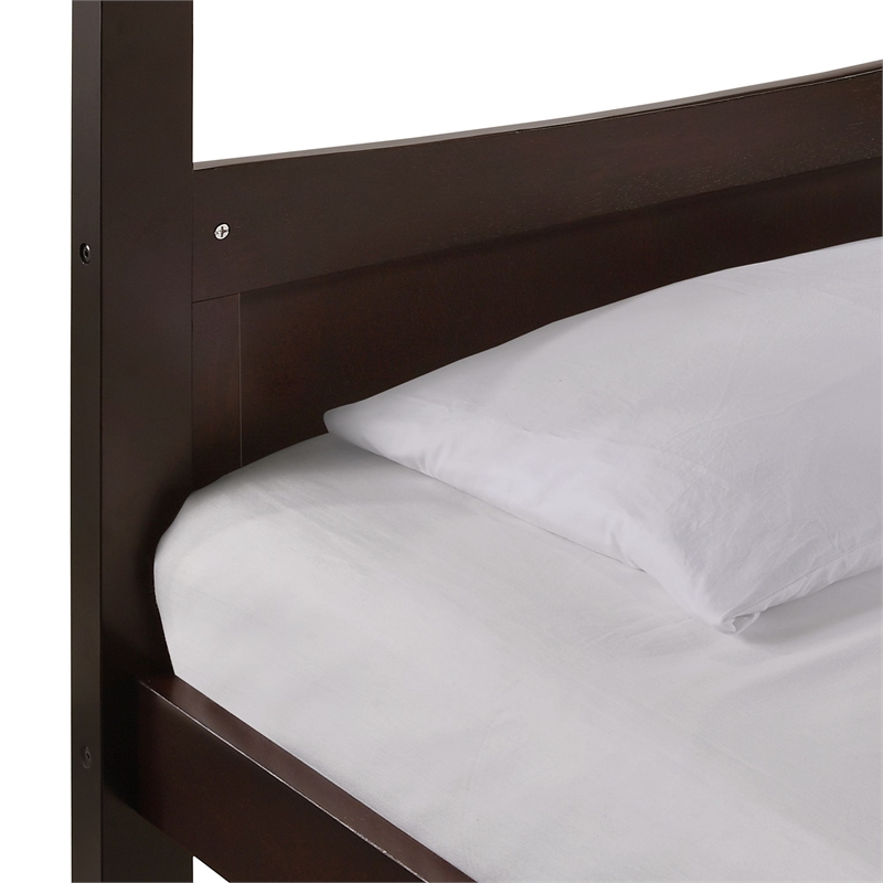 Pemberly Row Transitional Twin Over Twin Bunk Bed in Espresso