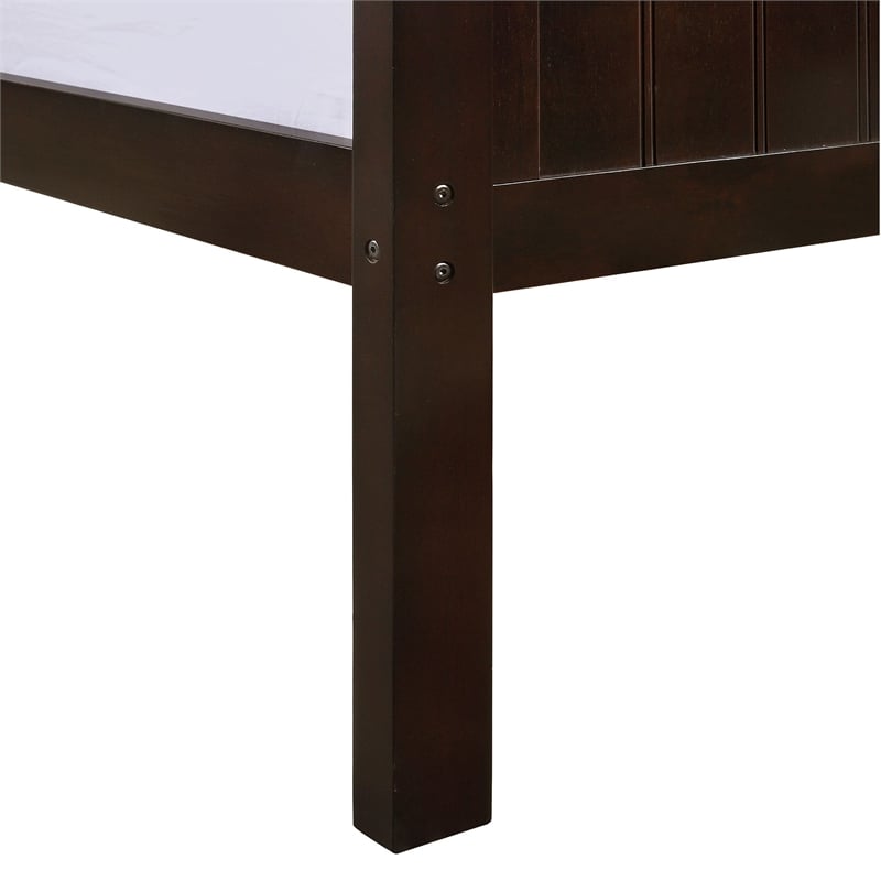 Pemberly Row Transitional Twin Over Twin Bunk Bed in Espresso