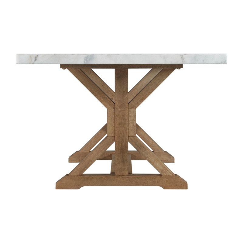 Pemberly Row Standard Height Rectangular Dining Table in White Marble