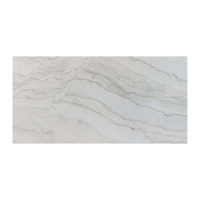 Pemberly Row Standard Height Rectangular Dining Table in White Marble